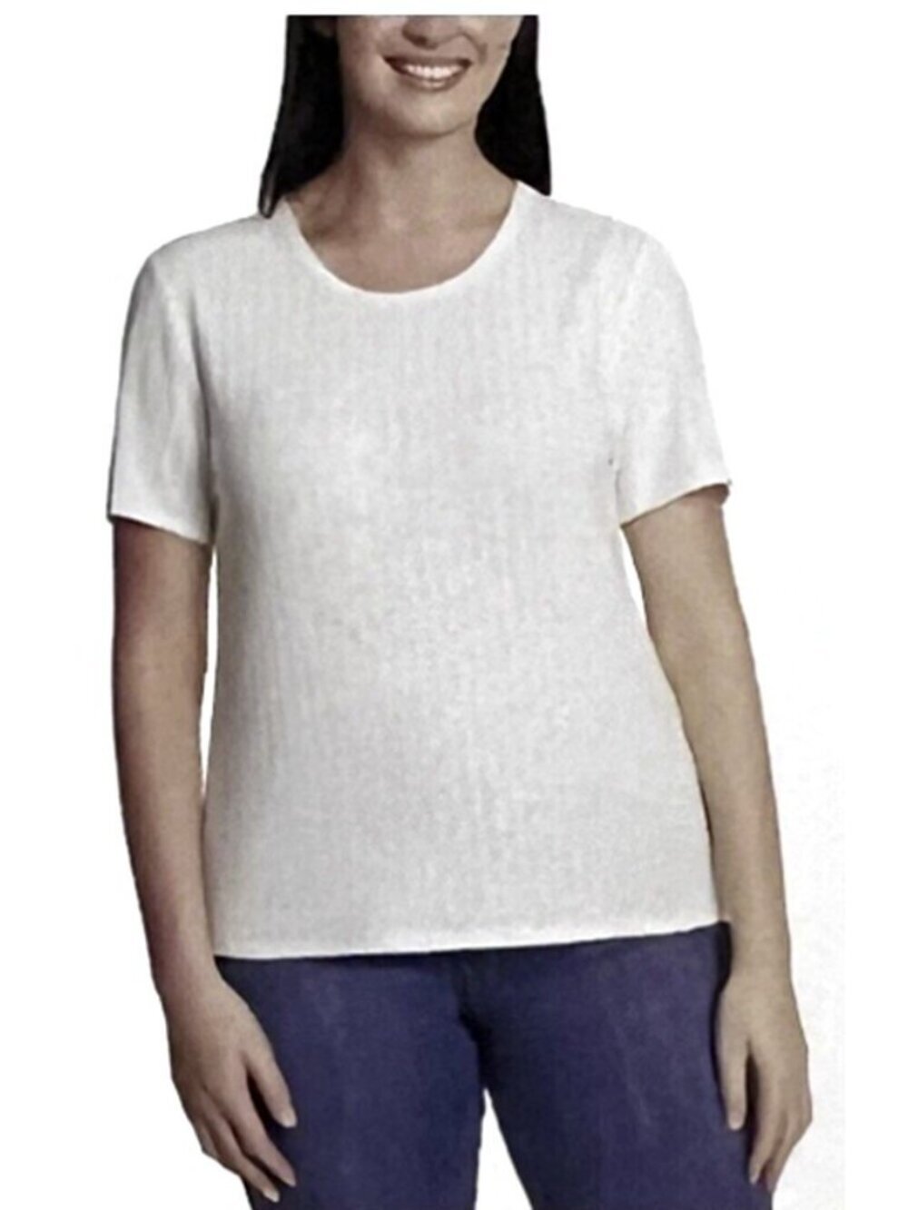 Vintage America Women's Slub Ribbed Short Sleeve Top T-Shirt New Cream XL